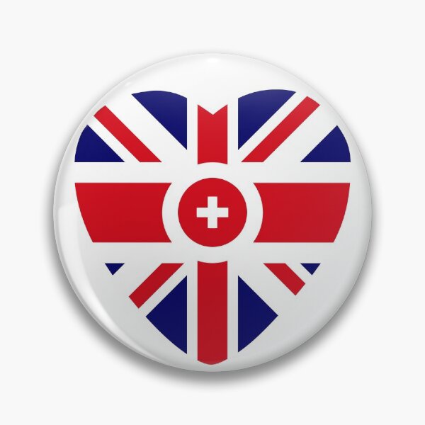 Item preview, British Swiss Multinational Patriot Flag Series (Heart) designed and sold by Carbon-Fibre Media.