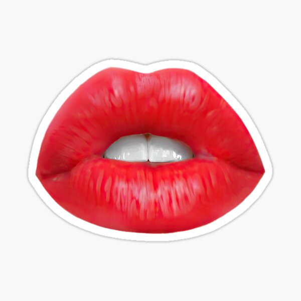 Juicy Red Lips Ready To Kiss Sticker By Printpit Redbubble 