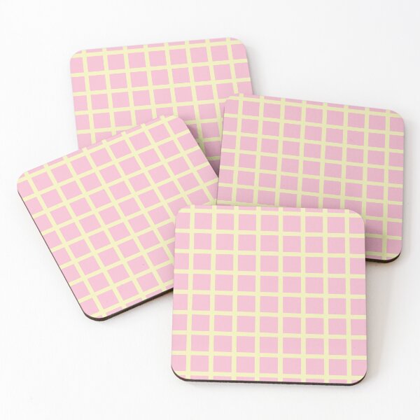 Item preview, light pink and pale yellow grid checker pattern designed and sold by clairecardona.