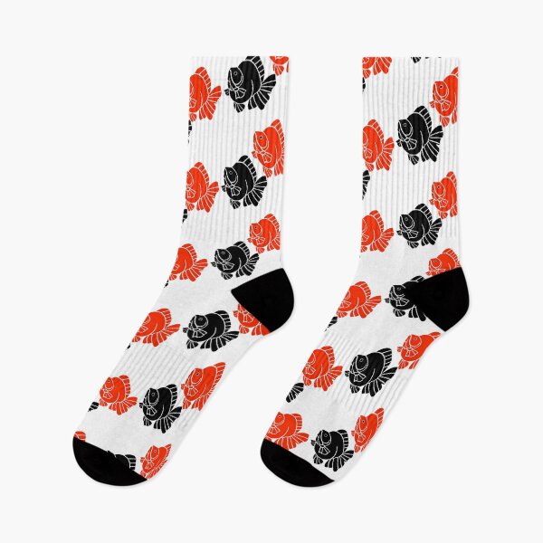 Aperçu de l'œuvre Ryukin Goldfish Full Rouge Logo complet noir sur fond blanc créée et vendue par Nosnah.