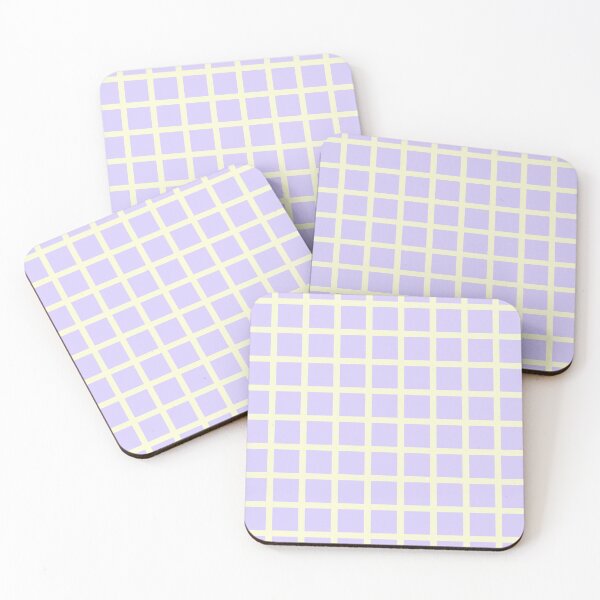 Item preview, lavender purple and cream/pale yellow grid checker pattern designed and sold by clairecardona.