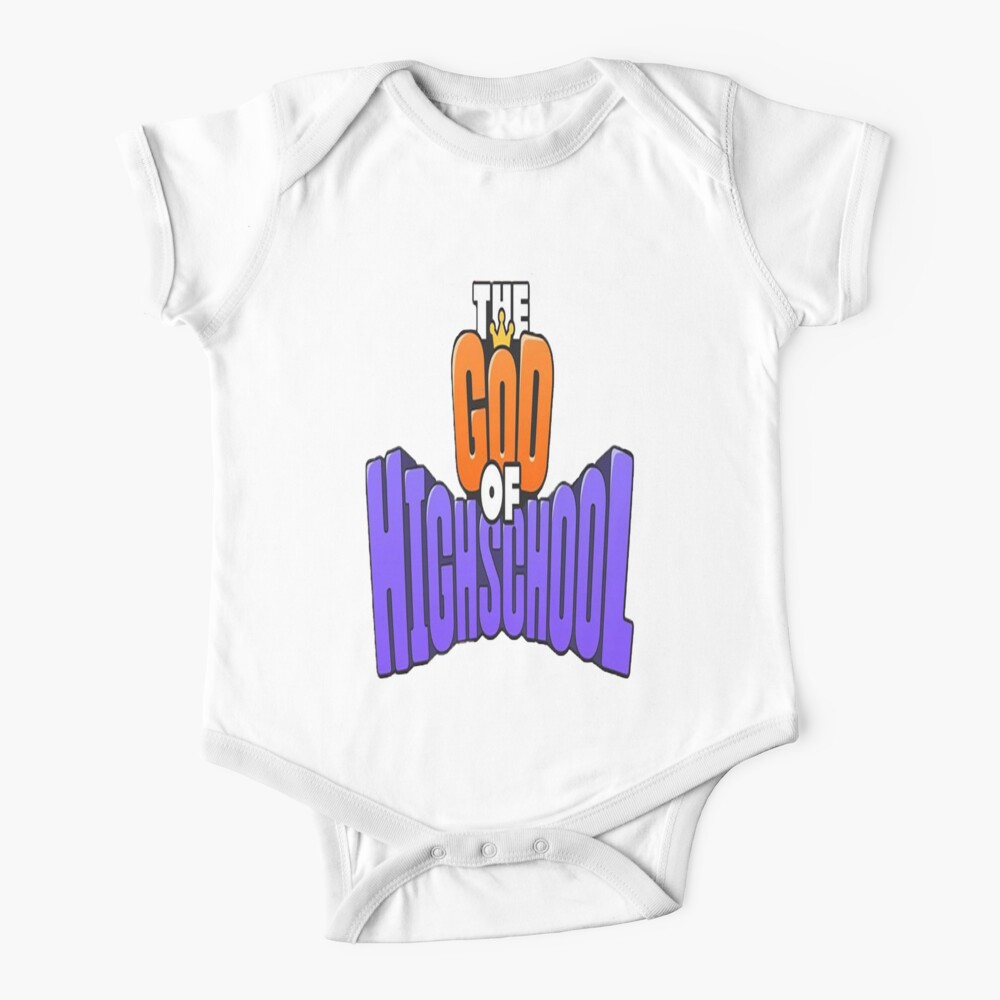 The God Of Highschool Title Logo Baby One Piece By Badassmanga Redbubble