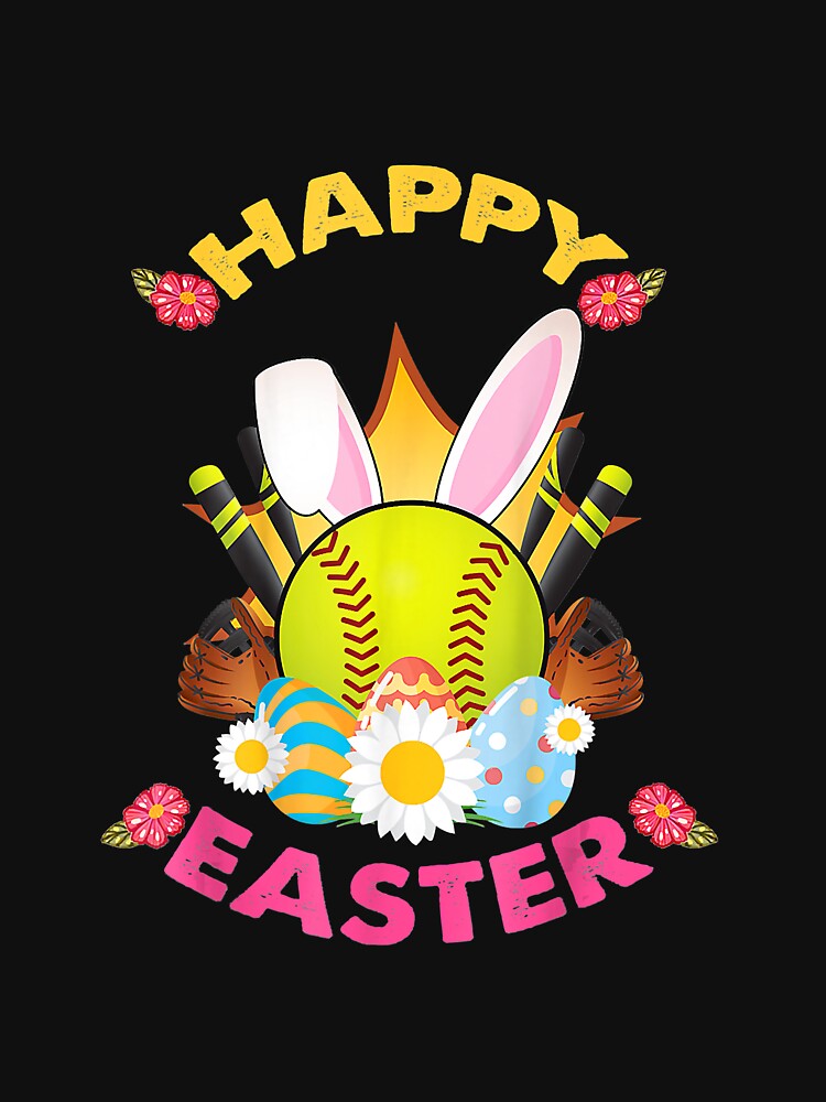 "Cute Softball Eggs Happy Easter Bunny Funny Softball Player Baller