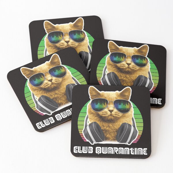 Item preview, CLUB QUARANTINE CAT WITH HEADSET T-Shirt designed and sold by SweetMayDesigns.