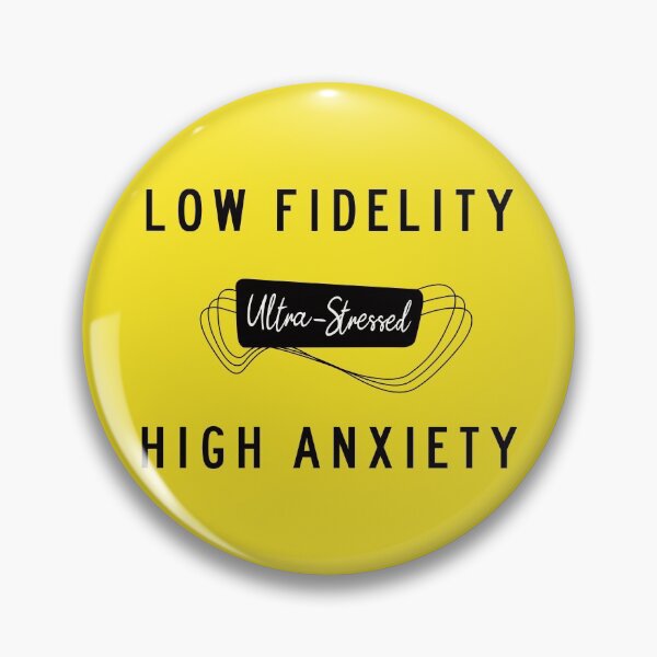 Item preview, “Low Fidelity High Anxiety” Black Yellow 60s Music Parody Slogan designed and sold by JessicaAmber.