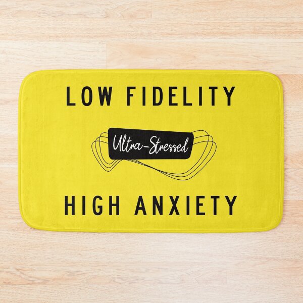 Item preview, “Low Fidelity High Anxiety” Black Yellow 60s Music Parody Slogan designed and sold by JessicaAmber.