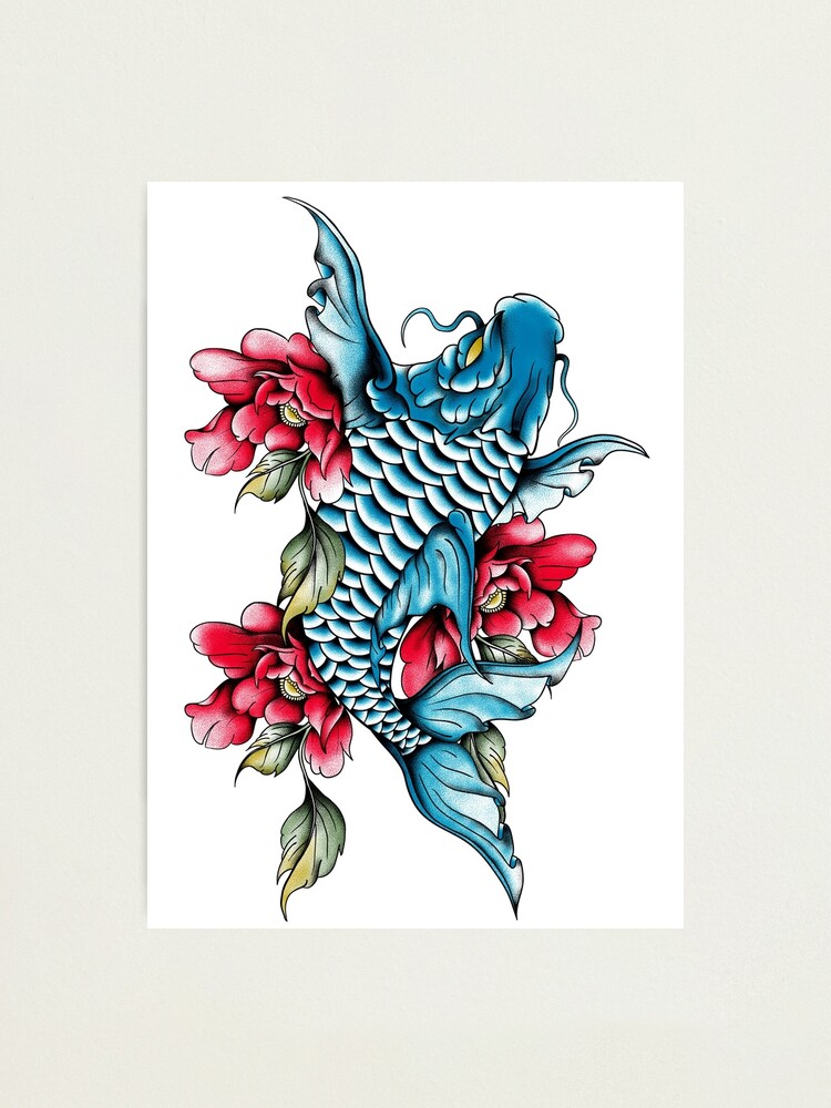 Traditional style koi fish tattoo on the upper arm