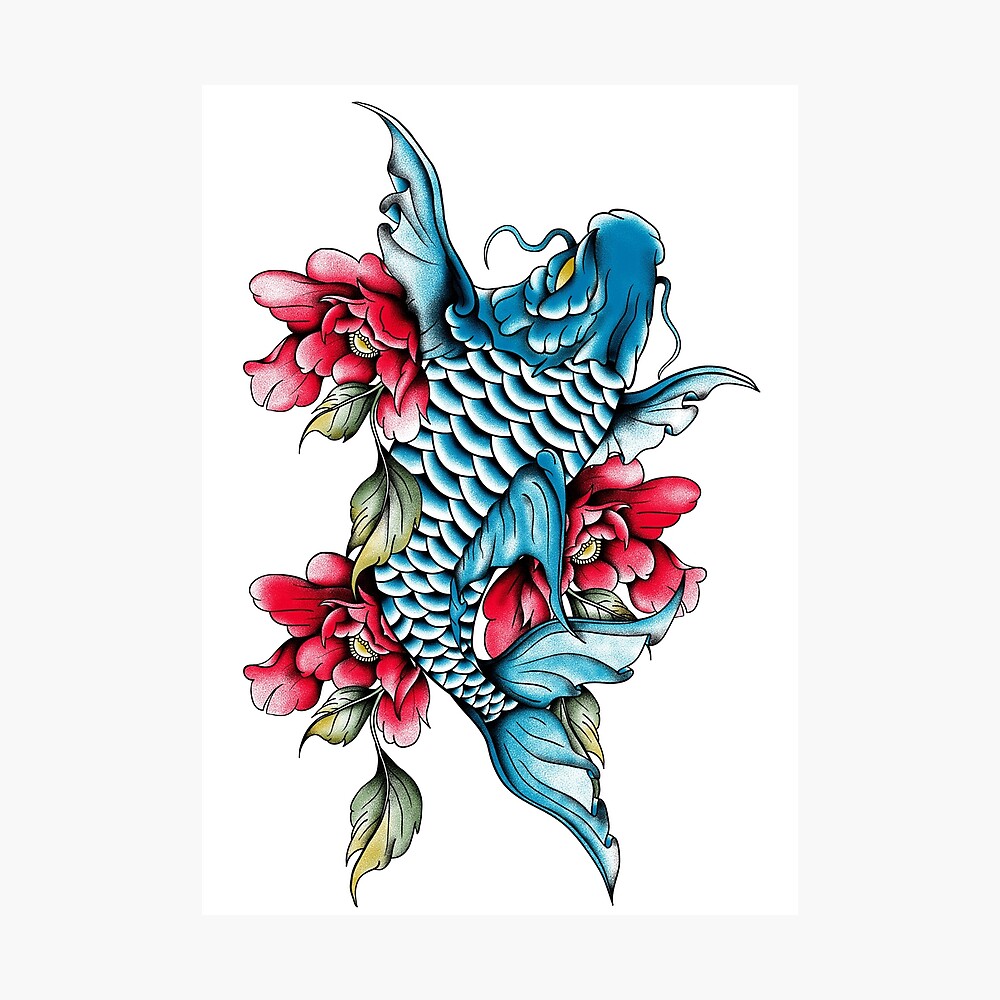 Koi Fish Tattoo Traditional Japanese Poster By Guillermofarze Redbubble