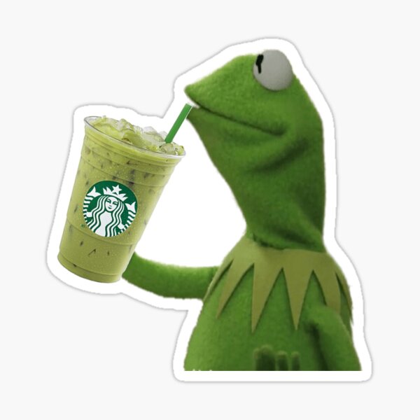 Kermit Sips a Starbuck Matcha Latte Sticker