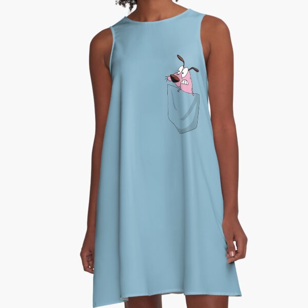Cowardly Dog in Pocket A-Line Dress