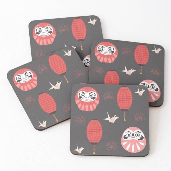 Japanisches Daruma Puppe Muster Untersetzer (4er Set)