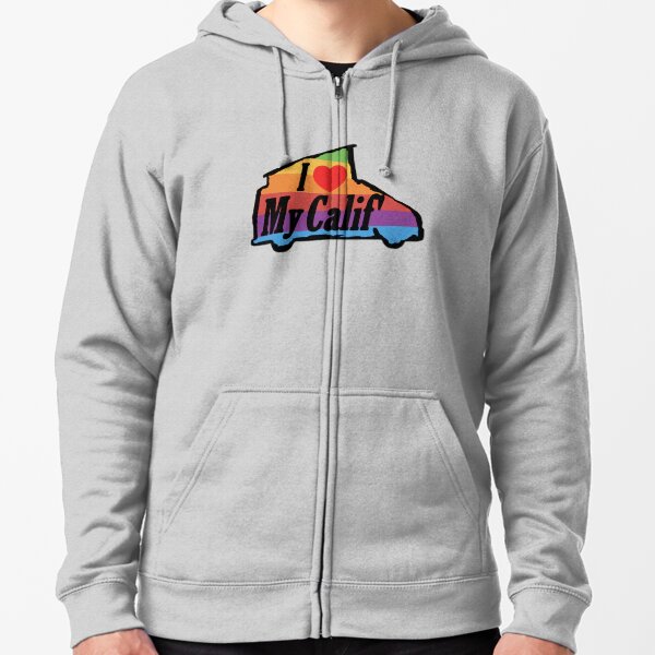 I Love My VW California Rainbow Veste zippée à capuche
