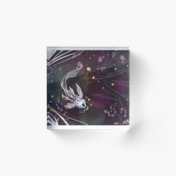 Koi Zen pétales de cerisier Bloc acrylique