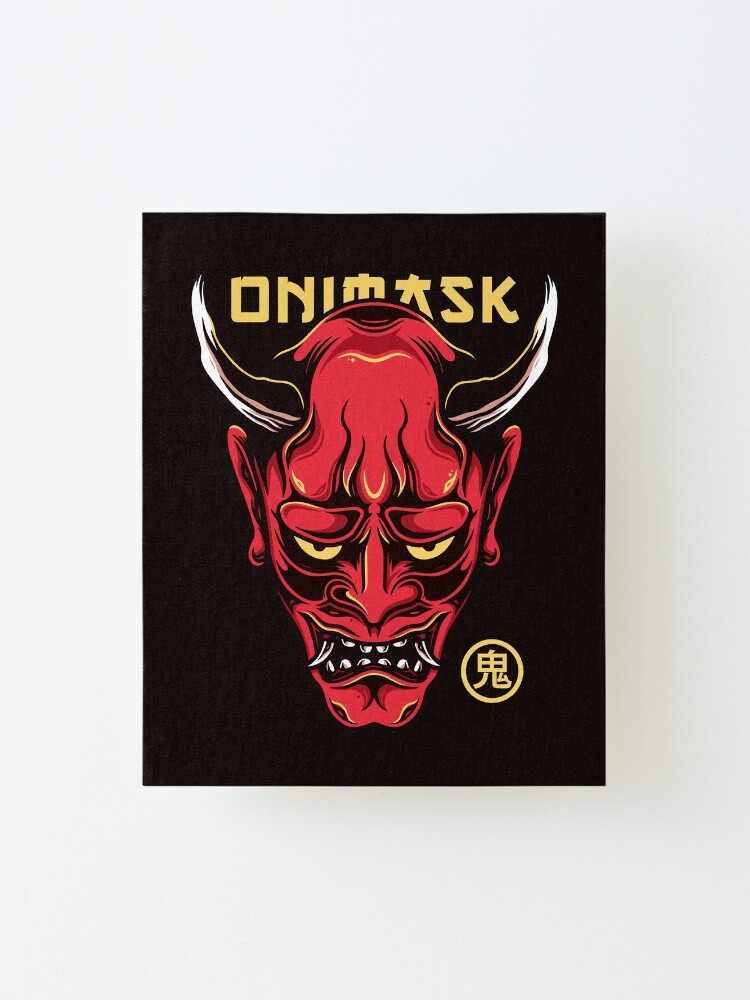 Japanese Oni Mask Tattoo Mounted Print By Alundrart Redbubble