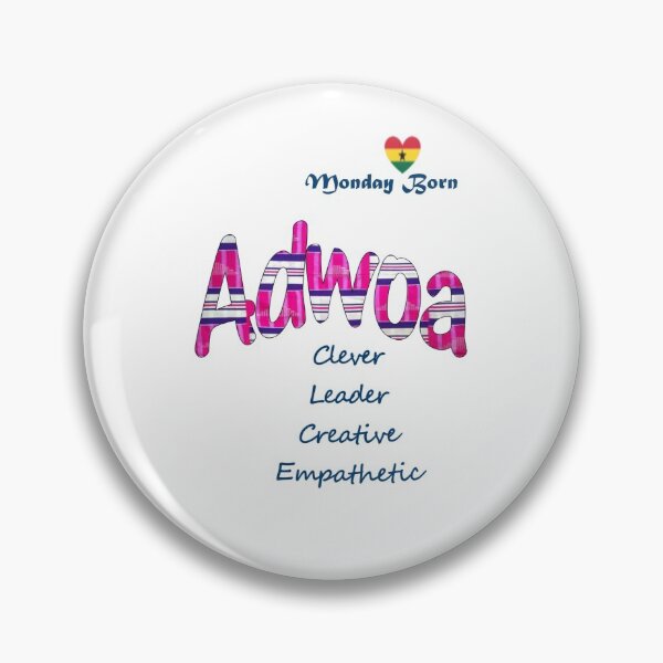 Item preview, Monday Born Ghanaian Female Name 'Adwoa' in pink designed and sold by WhoWeAre.