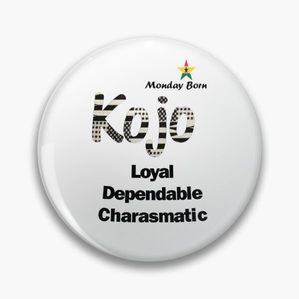 Item preview, Monday Born Ghanaian Male Name 'Kojo' in black and white designed and sold by WhoWeAre.
