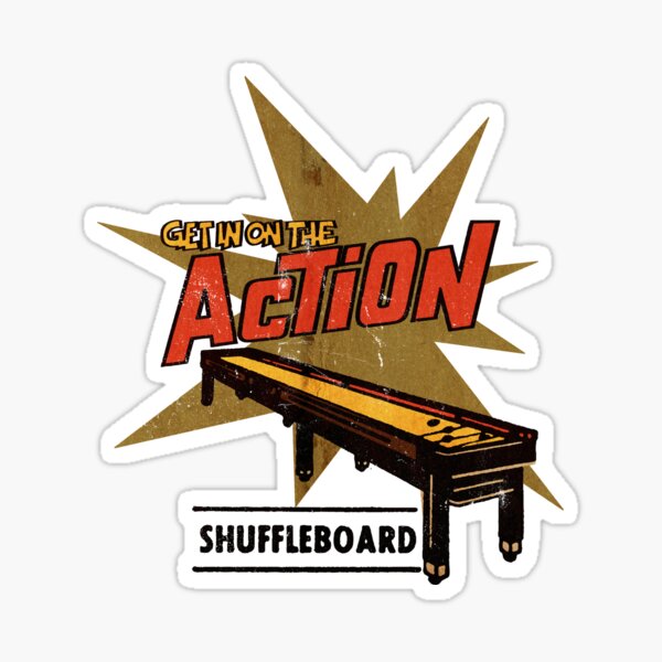 "Vintage Shuffleboard Madness" Sticker by alardokoth Redbubble