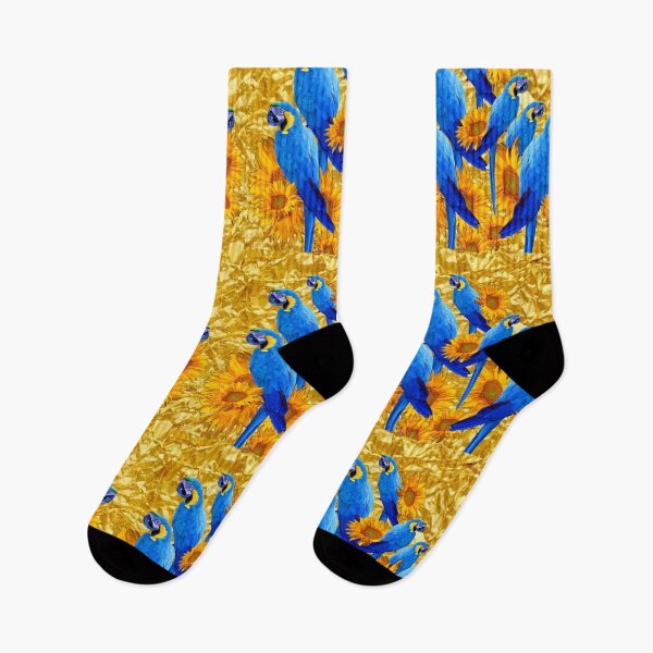 Item preview, GOLDEN SUNFLOWERS & BLUE MACAWS ON GOLD LEAF designed and sold by sharlesart.