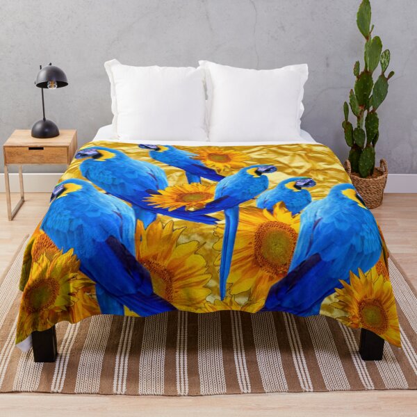 Item preview, GOLDEN SUNFLOWERS & BLUE MACAWS ON GOLD LEAF designed and sold by sharlesart.
