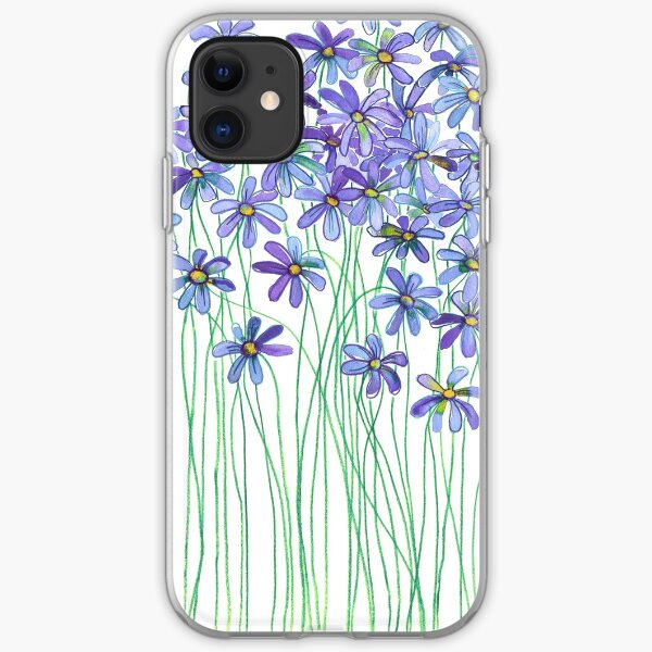 Purple Daisies in Watercolor & Colored Pencil iPhone Soft Case