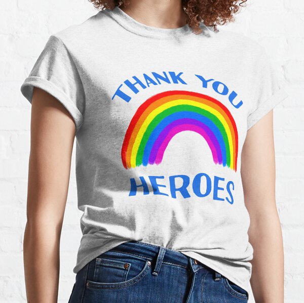 NHS Keyworkers Heroes Thank You Rainbow Support Classic T-Shirt