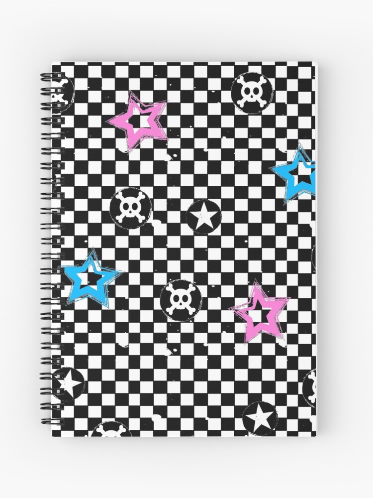 Emo Checkerboard Stars and Skulls | Spiral Notebook