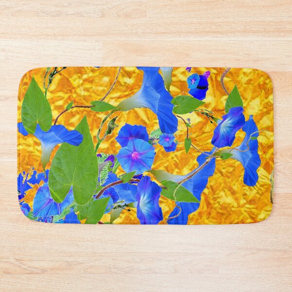 Item preview, BLUE MORNING GLORIES GARDEN ON GOLD LEAF ABSTRACT designed and sold by sharlesart.