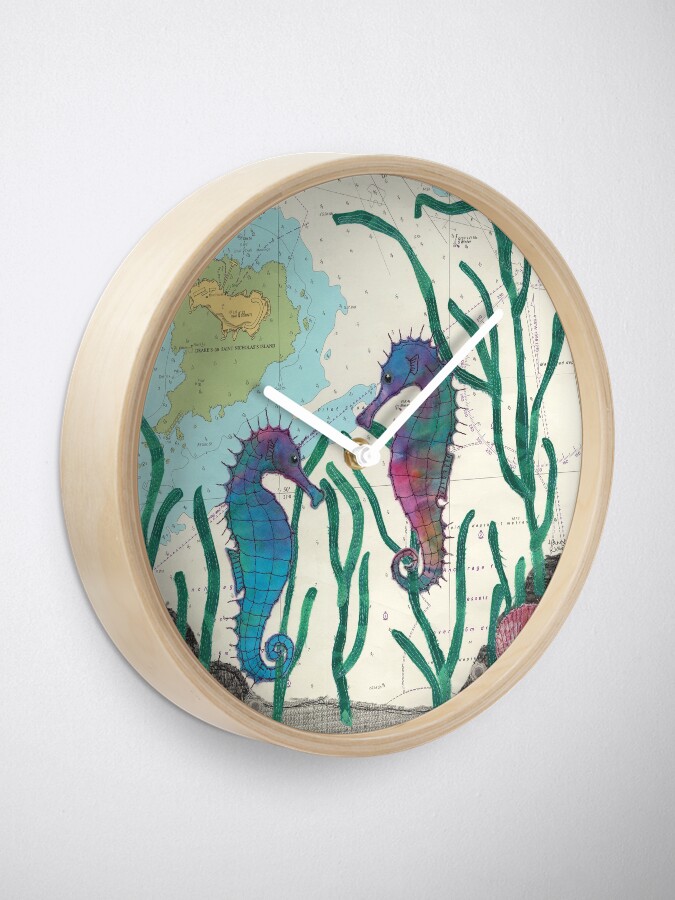 Alternate view of Seahorses at Drakes Island Plymouth Clock