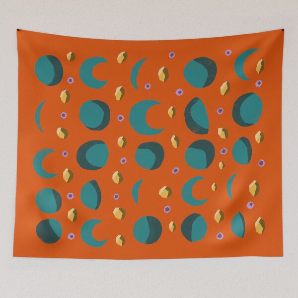 Item preview, green  moons on orange sky designed and sold by Pacesyte.