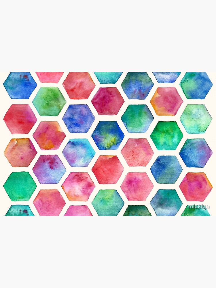 Disover Hand Painted Watercolor Honeycomb Pattern | Bath Mat