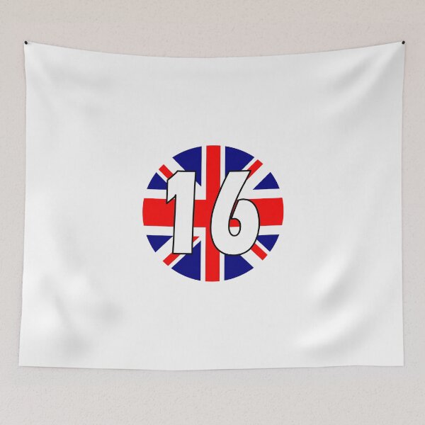 Item preview, UK flag with number 16 - sixteen designed and sold by AllShirts21.