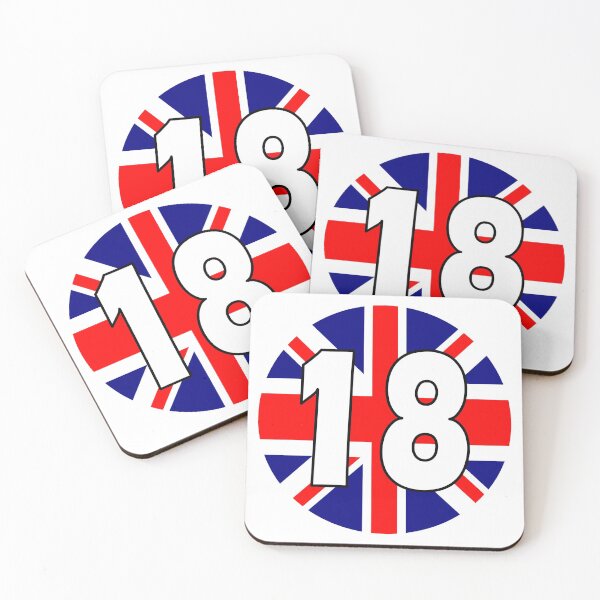 Item preview, UK flag with number 18 - eighteen designed and sold by AllShirts21.