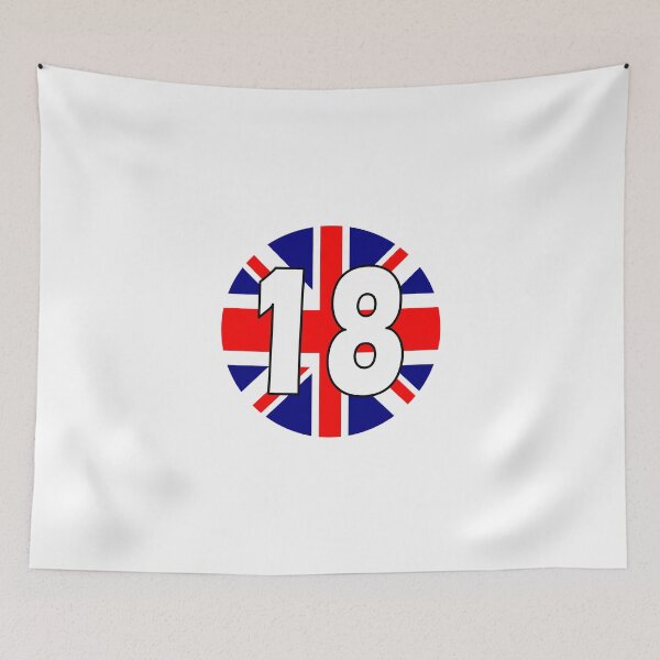 Item preview, UK flag with number 18 - eighteen designed and sold by AllShirts21.