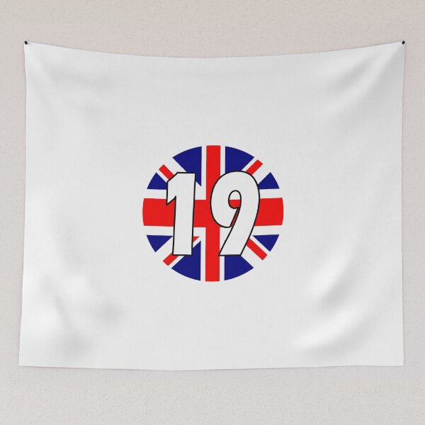 Item preview, UK flag with number 19 - nineteen designed and sold by AllShirts21.