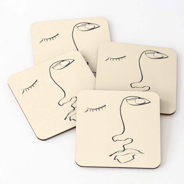 Item preview, Line drawing face illustration. Mid century style. designed and sold by PandaAvenue.