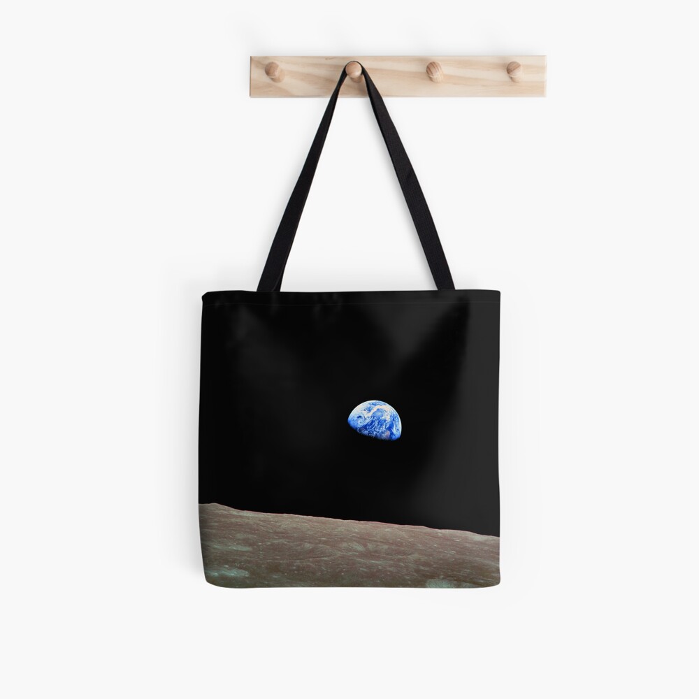 Earthrise Over the Lunar Surface. Tote Bag