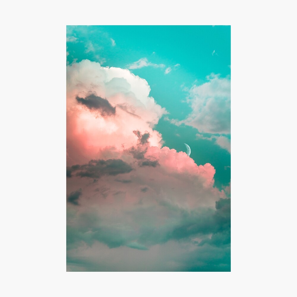 Green And Pink Clouds Poster By Rlafranco Redbubble