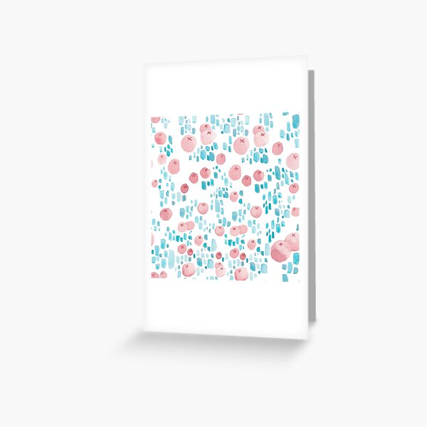 Blueberries Pattern // Simple Modern Watercolors // Pink and Blue pattern Greeting Card