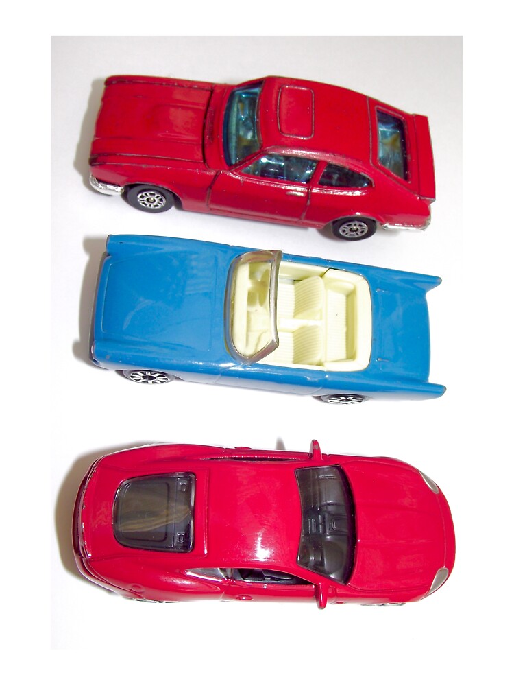 red and blue toy cars