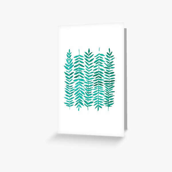 Simple Green Leaf Watercolors // Modern Pattern Greeting Card