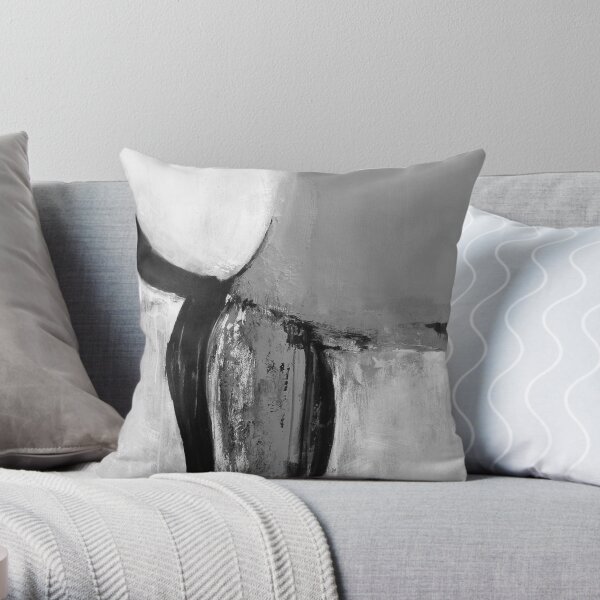 Black white gray abstract Throw Pillow