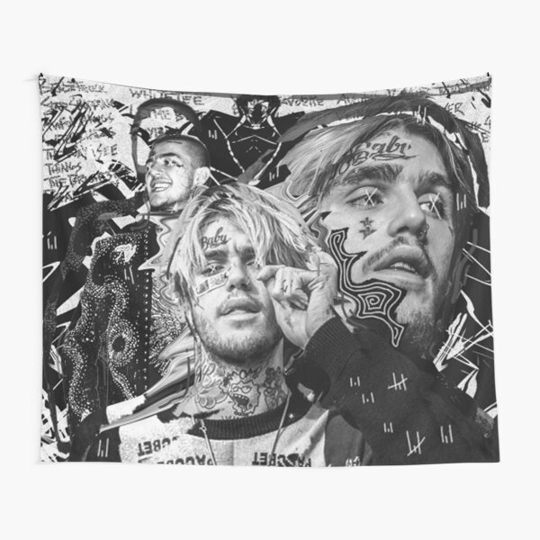 Lil peep Black and white dark proffessional photo design Tapestry