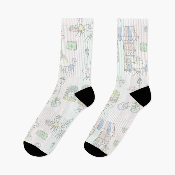 Item preview, Parisian sidewalk cafes in pastel shades designed and sold by FlixyDoodles.