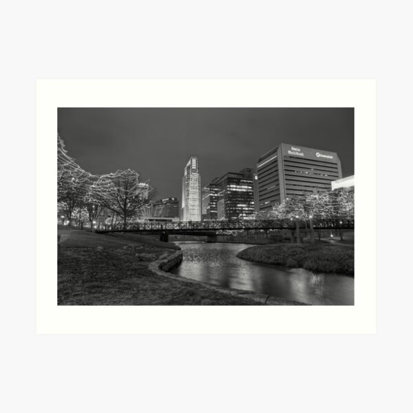 Omaha Skyline in Black and White Art Print