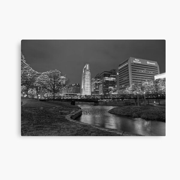 Omaha Skyline in Black and White Canvas Print