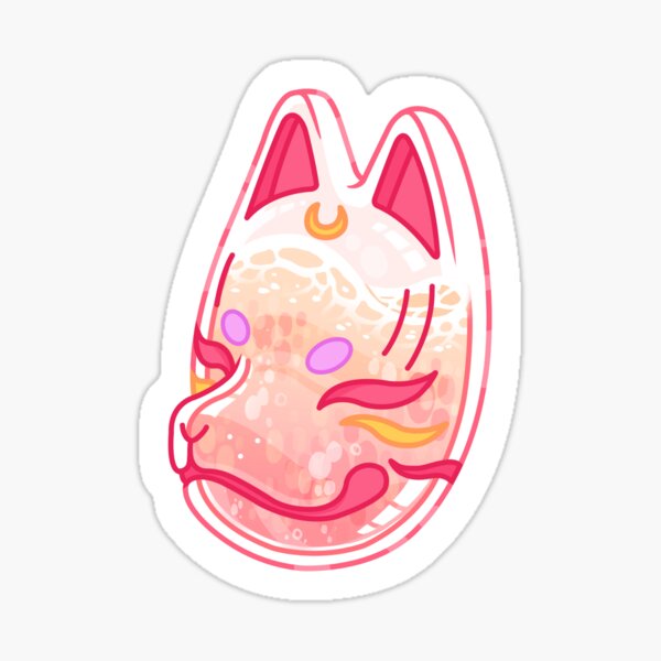 Peach Soda Kitsune Mask Sticker