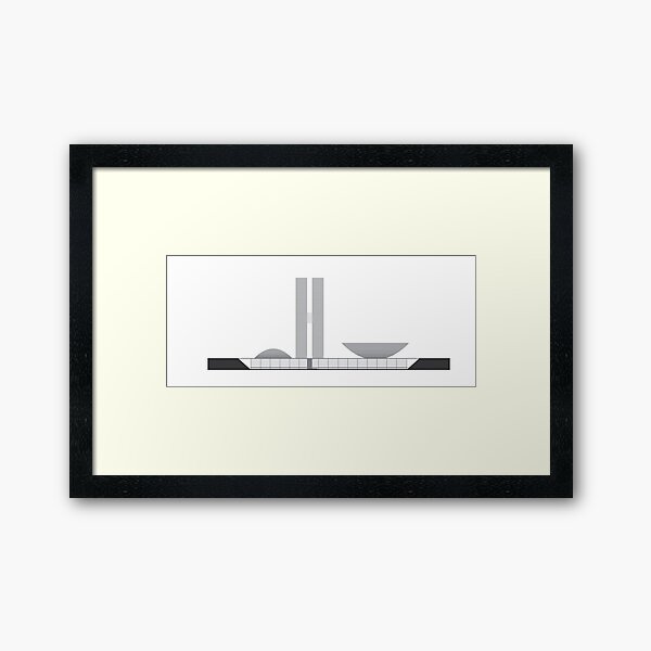 Brazilian National Congress - Architecture Drawing - Brasillia, Brazil Framed Art Print