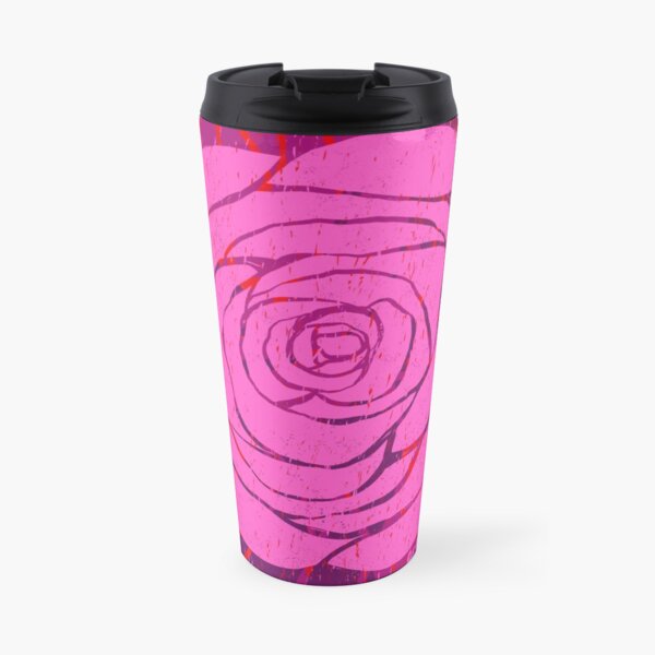 Rose Woodblock Print Travel Mug