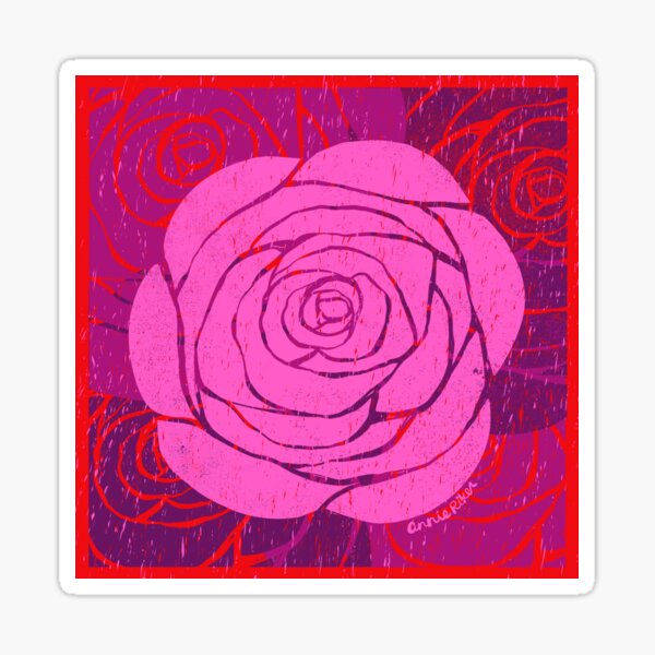 Rose Woodblock Print Sticker