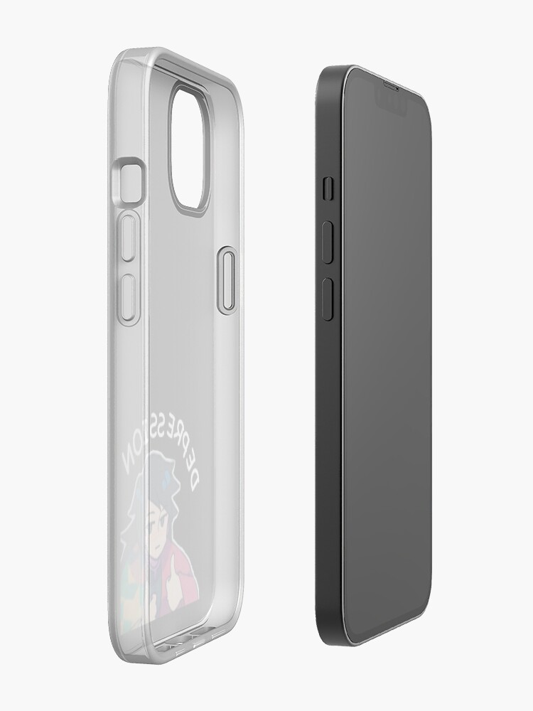 Alternate view of Fight against depression black background iPhone Case